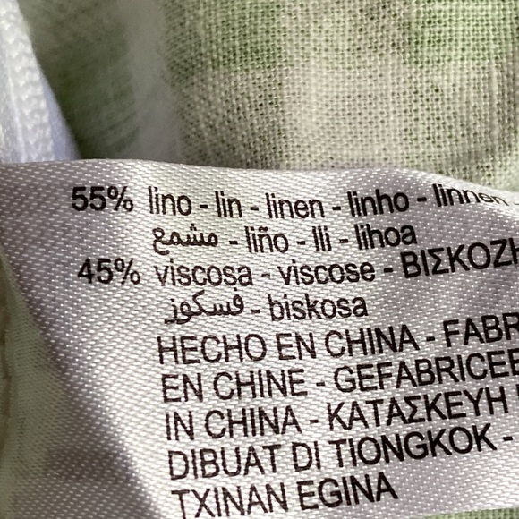 NWT. Zara White/Green Linen Blend Gingham Midi Dress. Size M. - Picture 9 of 10